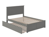 AFI Nantucket Full Size Platform Bed with Footboard and Full Trundle in Grey