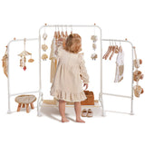 YGJT Multifunctional Kids Clothing Rack, Baby Garment Rack for Hanging Clothes with Wheels and Bottom Storage Shelf, Small Cloth
