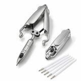 FEXLARO Transforming Robot Gel Pen, 0.5mm Black Ink Novelty Fidget Ballpoint with 5 Refills, Silver ABS Writing Toy for Students