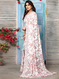 Satrani Womens Pure Georgette Saree (3181S2246N_White Pink & Light Brown)