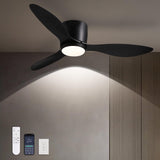 Ceiling Fans with Lights,42 Inch Low Profile Ceiling Fan with Wall Control and Remote Control,Dimmable,Flush Mount Ceiling Fan w