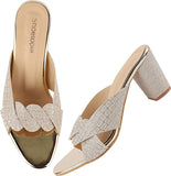 Shoetopia Women'S & Girl'S Golden Peep Toes Block Heels-Eu41,Gold,8,B09NC1HXCZ