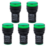 Baomain Green Indicator Light,220V AC 20mA,22mm(7/8) Panel Mount,AD16 Indication Signal lamp,5-Pack