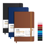 ViVin Lined Journal Notebooks, 3 Pack, (Black, Navy, Brown), 192 Pages, Medium 5.5 x 8.3 inch, College Ruled, A5 Hardcover Noteb