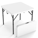 Real Relax Folding Table, 34 Square Portable Card Table with Handle and Removable Legs for Indoor Outdoor Picnic Party BBQ Campi