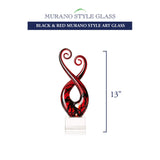 Badash Crystal Pietro Murano Style Art Glass Black And Red Swirl 13 Inch Centerpiece
