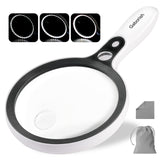 Large Magnifying Glass with 37 LED Light, 10X 20X 45X Handheld Illuminated Lighted Magnifier with 3 Light Modes for Seniors Read