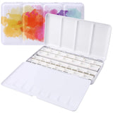 LOONENG Empty Watercolor Palette, Empty Watercolor Tin with Fold Out Palette, Large Colorful Watercolor Tray Palette with 28 Emp