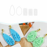 Xaekicr 5pcs Leaf Texture Polymer Clay Cutters - Clay Cutters for Earrings, Geometric Teardrop Shape Clay Tools, Clay Molds for