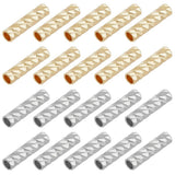 BENECREAT 100Pcs Gold and Silver Carved Noodle Tube Beads, Real 18K Gold Plated Tube Beads Straight Spacer Bead 8x2mm for DIY Cr