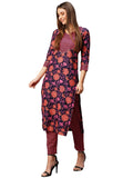 Gosriki Women'S Cotton Blend Straight Printed Kurta With Pant (Cat Maroon-Kbv-Gs_L_Maroon_Large),Maroon,,B0CNLZ5H9R