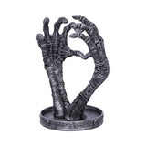 Nemesis Now Gothic Mummified Love Heart Hands Jewellery Dish Holder, Silver, 22Cm
