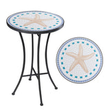 Vipush Mosaic Outdoor Side Table, 14 Round Folding Plant Stand for Patio Garden Backyard Balcony Porch Indoor Accent End Table f