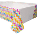 Rainbow Chevron Plastic Tablecloth, 84 x 54