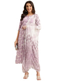 Anni Designer Women'S Cotton Blend Straight Printed Kurta With Pant & Dupatta (Ratnapriya Purple-Nwg_Xl_Purple_X-Large),Purple,XL