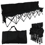 Yaheetech 6 Seats Foldable Sideline Bench for Sports Team Portable Camping Folding Bench Chairs with Carry Bag, Black