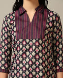 Toplot Women'S Cotton Blend Printed Straight Kurta With Pant (Kurta-Pant-5175-Wine-L),Wine,,B0CYLSF348
