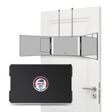 Dripex 3 Way Mirror with Storage Shelf and 3 Color LED Lights, Rechargeable Trifold Self Haircut 360 Mirror with Height Adjustab
