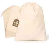 Hopttreely 20Pack Reusable Muslin Cotton Storage Bag with Drawstring, 8x10 Multipurpose Canvas Fabric Bag for Bread, Produce, P