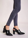 Shoetopia Croco Print Stylish Pointed Toe Black Pumps For Women & Girls /Uk3,Black,3,B0BYP74K2F