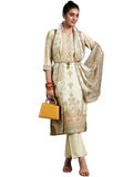Libas Womens Printed Crepe Straight Kurta With Trousers And Dupatta