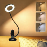 Skymore Clip on Light, Reading Light Book Light with Clamp, 3 Color Modes&10 Brightness Desk Light Clip on for Table, Bed Headbo