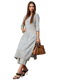 Anni Designer Women'S Cotton Blend Straight Printed Kurta With Pant (Pat 11 Blue_Xxl_Blue_Xx-Large),Blue,2XL