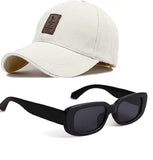 Selloria Cotton Cap And Sunglass For Unisex Outdoor And All Activities |Free Size With Adjustable Metal Buckle |Sun Protection |