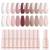 Larvall Beautpal Nude Nail Polish Set 10 Pcs All Seasons Skin Tones Nude Pink Neutral Soak Off Led Gel Polish Salon Diy Manicure Gift Box For Women -Like New