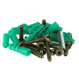 Ivilon Screws Set for Curtain Rods. 2X 1/4-20 Threaded Studs. 12x Wall Anchors and Screws. 6X #10-24 Grip Screws. Color Warm Gol
