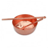 ECOMISTIQ Copper Chopsticks and Spoon Set Handmade Bowl Textured Tableware, 12Cm, 3Piece Thick | Metalware