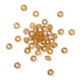100Pcs Gold Glass Faceted European Beads Crystal Rondelle Large Hole Loose Spacer Beads Slide Charms No Metal Core 14x8mm for DI