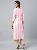 Anni Designer Women'S Cotton Blend Straight Printed Kurta (Ashwini Pink_Xxl_Pink_Xx-Large),Pink,2XL,Cotton Blend,Straight,kurta