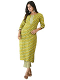 Gosriki Women'S Cotton Blend Printed Straight Kurta With Pant (Molika Green-Cmd-Gs_Xxl_Green_Xx-Large),Green,2,B0C6GXX8TW