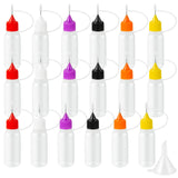 YEAJOIN 18PCS Precision Needle Tip Glue Applicator Bottles, 6 Color 10ML/1 OZ Fine Needle Tip Squeeze Bottle with Mini Funnel fo