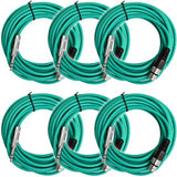 Seismic Audio - SATRXL-F25Green-6Pack - 6 Pack of 25 Ft XLR Female to 1/4 TRS Patch Cable Snake Cords Balanced - Green