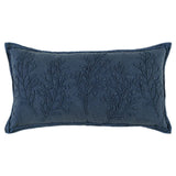 Homeroots Navy Botanical Pattern Embroidered Lumbar Pillow -Like New