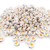 800+ Pieces 4x7mm White Round Acrylic Alphabet Letter Beads A-Z Mixed Plastic Shape Loose Beads for Jewelry Making Bracelets Nec