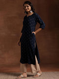 Libas Women'S Cotton Ethnic Motifs Straight Kurta (29182O Blue Blue L