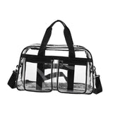 Zoomella Pvc Clear Tote Bag Casual Transparent Handbag For Hiking Business Trip Beach Black