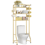 Simple Trending 3 Tier Over The Toilet Rack, Shelf Bathroom, Bathroom Stand Organizer Space Saver, Gold