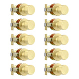 Leydebong 10 Pack Stainless Steel Passage Door Knob,Gold - Keyless Non-Locking Hallway/Closet Lock, Adjustable 60-70mm Backset f