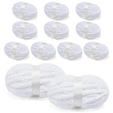 Chunky Chenille Yarn for Crocheting/Arm Knitting, Super Soft Jumbo Knit Blanket Yarn White 12 Pack (32 yds, 8.5 oz Each Pack)