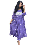 Anni Designer Women'S Rayon Blend Anarkali Printed Kurta With Pant (Anveshi Purple-Vks01_S_Purple_Small),Purple,S