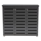 Baxton Studio Adalwin Modern And Contemporary Dark Gray 3-Door Wooden Entryway Shoe Storage Cabinet