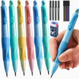 Inclock Handwriting thick mechanical pencils with grip: 2.0MM HB Pencil for kids with 14 leads (6 pack)