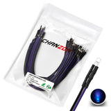 CHANZON 20 pcs Pre-Wired 3mm Purple LED Diode Lights (Clear Round Transparent Lens DC 12V) with 560 ohms 1/4W Resistor and 24awg