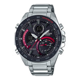 Casio Edifice Ecb-900Db-1Adr Black & Red Analog-Digital Dial Silver Stainless Steel Band Men'S Watch Smartphone Link World Time