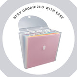 Advantus Expandable Paper Organizer, Accordion File Organizer, Important Document Holder, Clear With 12 Pockets, White, 12X12 In