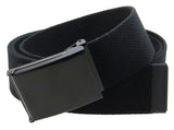 Canvas Web Belt FlipTop Black Buckle/Tip Solid Color 50 Long 1.5 Wide (Black)